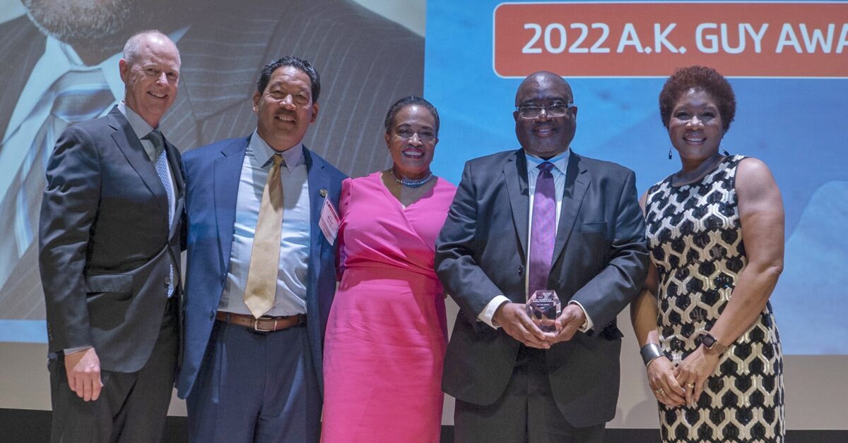 Dr. Bell accepts A.K. Guy Award